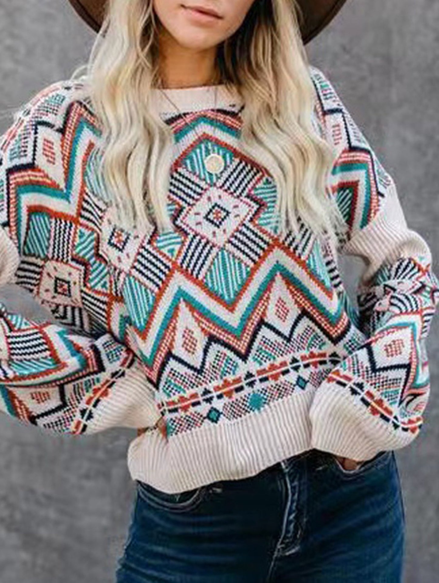 Loose jacquard Christmas pullover