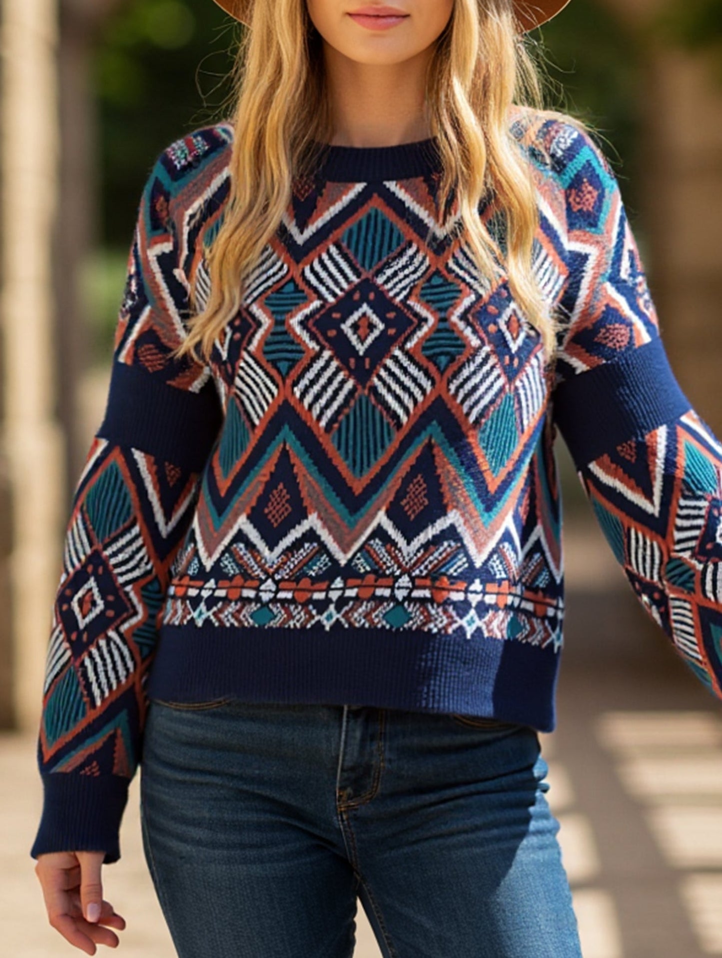 Loose jacquard Christmas pullover