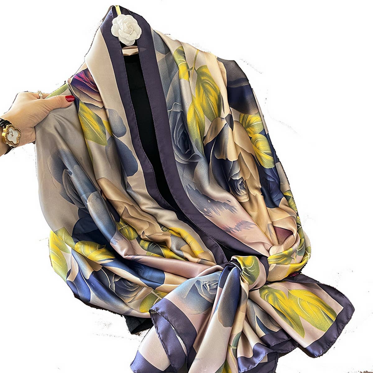 Printed Satin Beach Shawl Scarf for Spring_CWASC0526