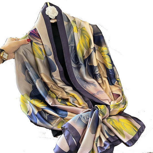 Printed Satin Beach Shawl Scarf for Spring_CWASC0526