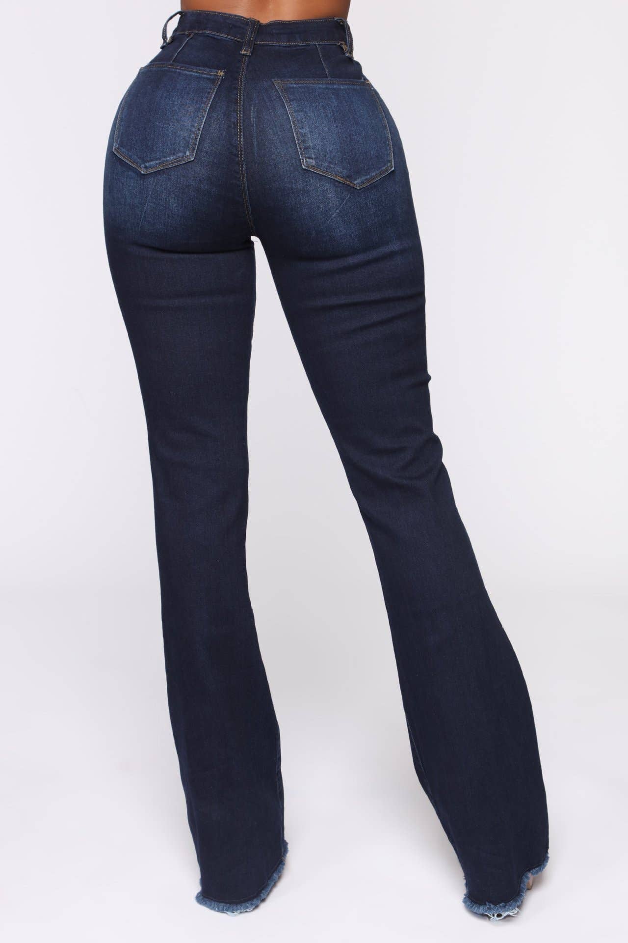 High-waisted, form-fitting, elastic flared pants