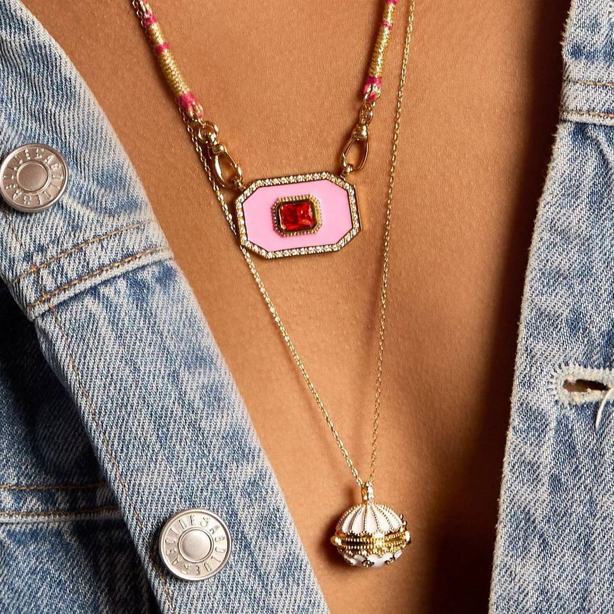 Tarot Card Pendant Necklace ? Enamel & Rhinestone