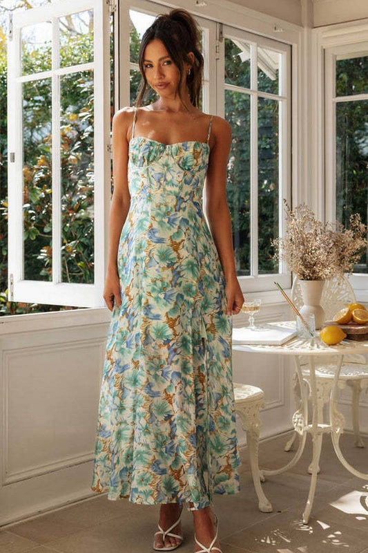 CWDMD5678_FLORAL SPAGHETTI STRAP BACKLESS SPLIT MAXI DRESS