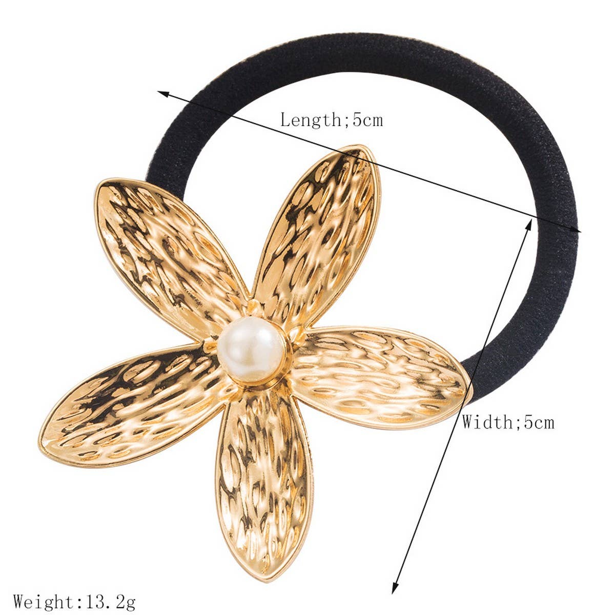 Metal Ginkgo Leaf Hair Tie with Pearl Accent