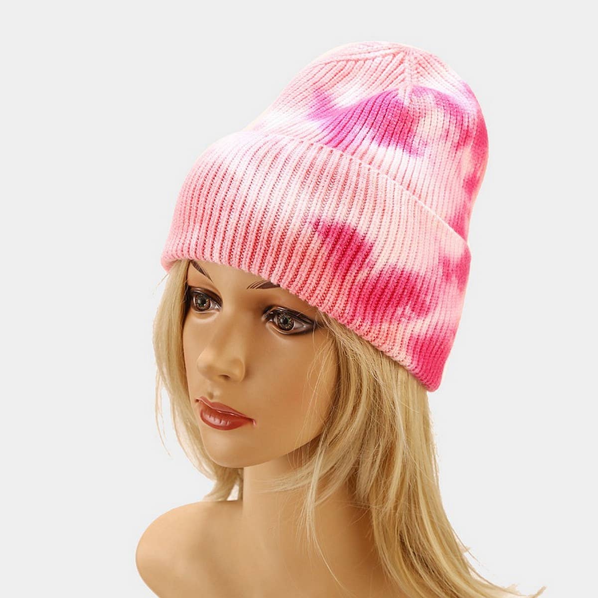 OUTDOOR WARM CURLED EDGE TIE-DYE KNITTED HAT_CWAH1593