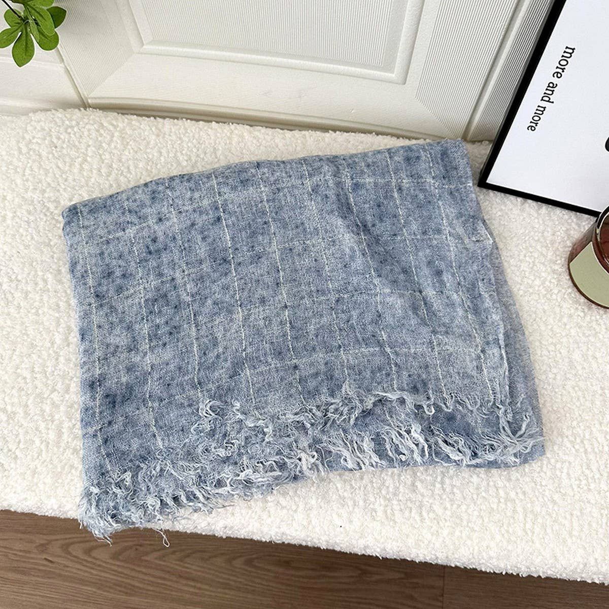 CONTRAST COLOR SPRAY DYED LONG SCARF SHAWL