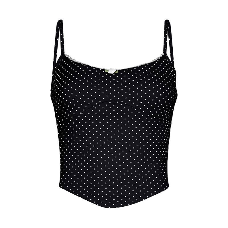 Sleeveless irregular waist polka-dot camisole