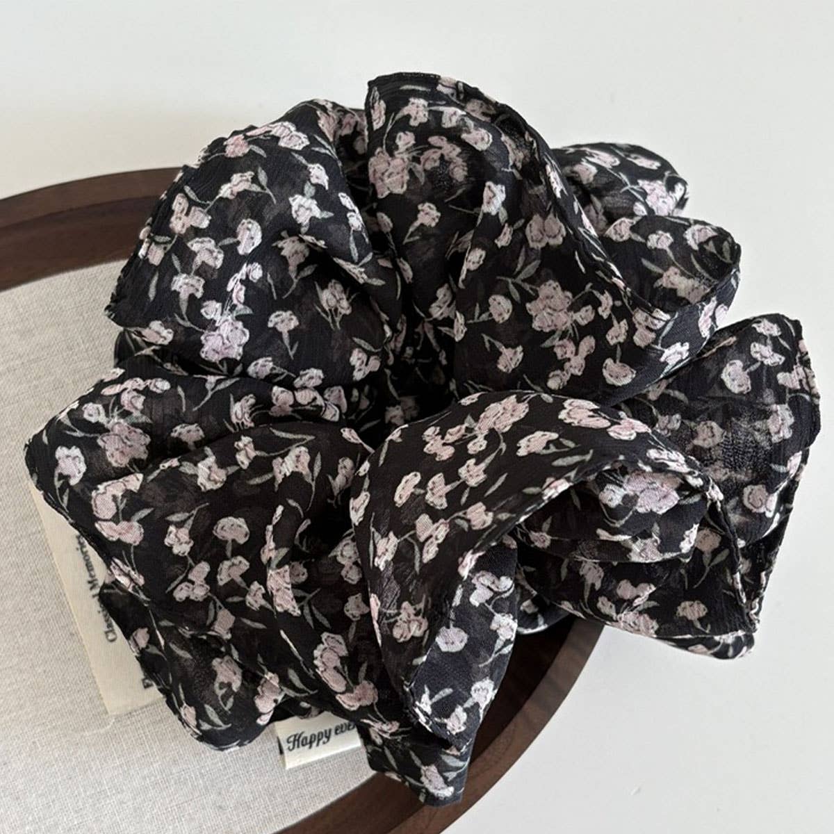 Atmospheric double-layered flower bud hair ring