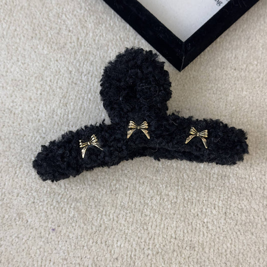 DELUXE PLUSH BOW CLIP LARGE STYLE HAIR CLIP