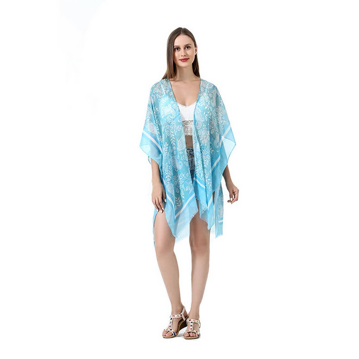 Floral Print Beach Cover-Up Bikini Cardigan