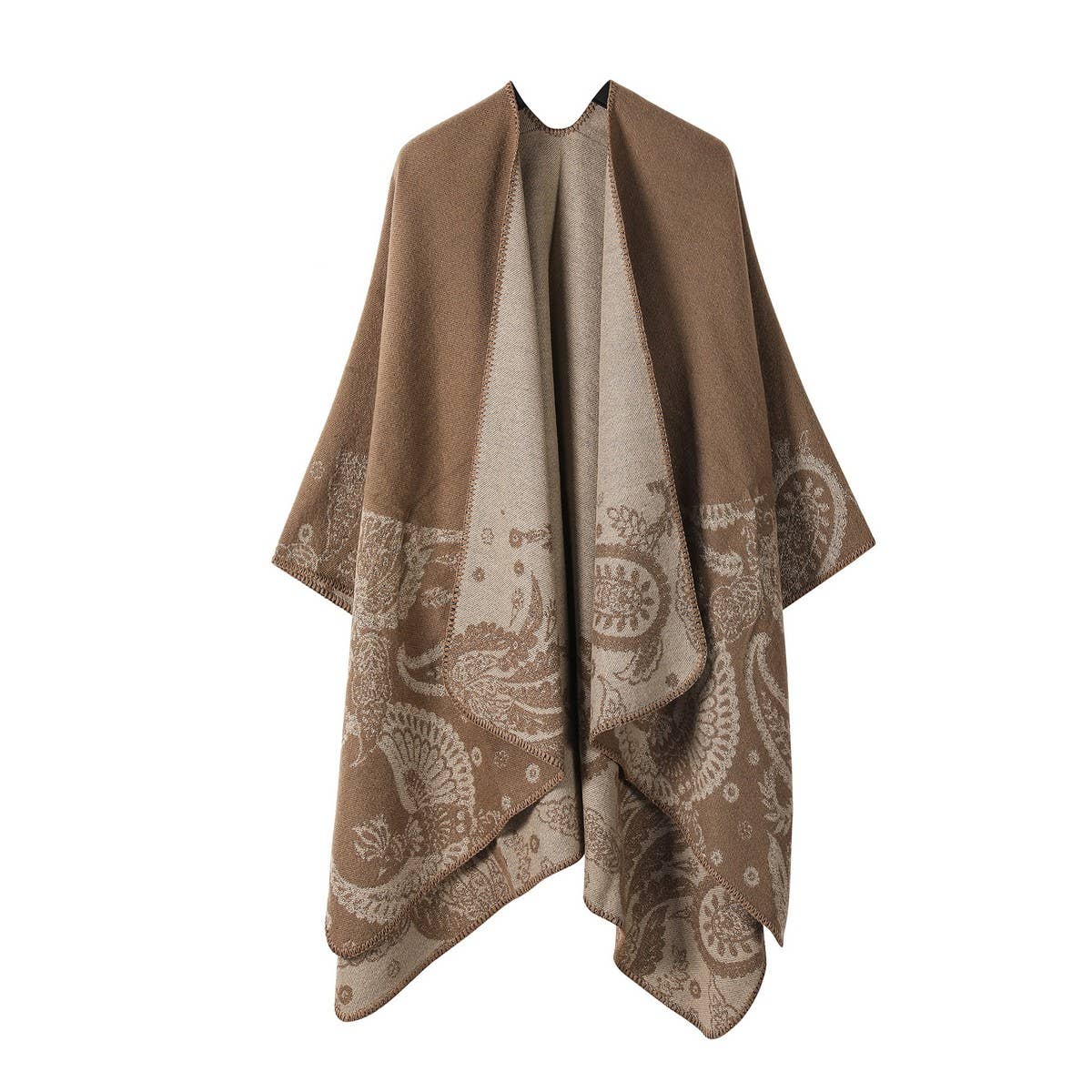 CASHEW FLOWER SHAWL SLIT CAPE DOUBLE-SIDED SCARF_CWASC2222