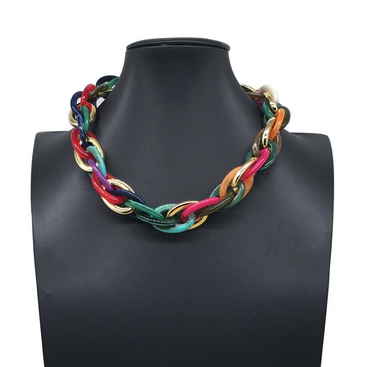 HIP HOP CLAVICLE CHAIN COLORFUL RESIN NECKLACE