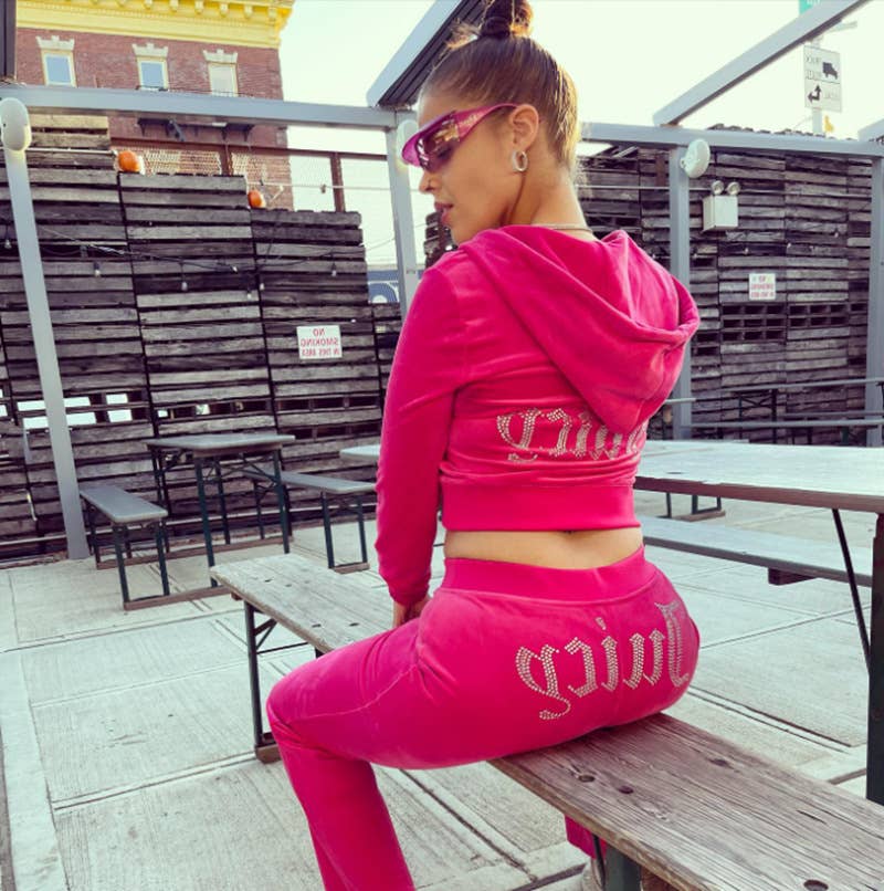 Fashion rhinestone Korean velvet sportswear set