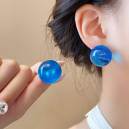 SWEET DOPAMINE COLORFUL JELLY ROUND EARRINGS