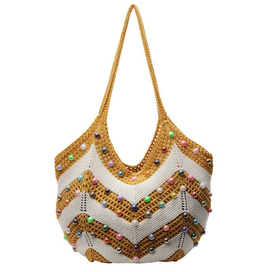 Pearl hollowed-out large-capacity underarm bag