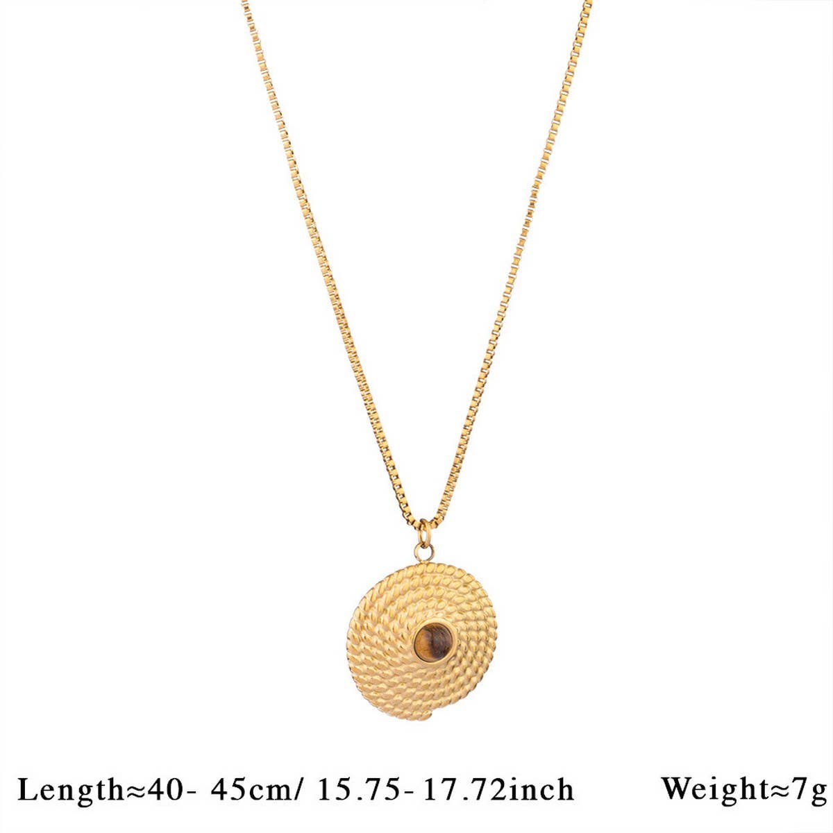 Vintage Stone Pendant Necklace Stainless Steel