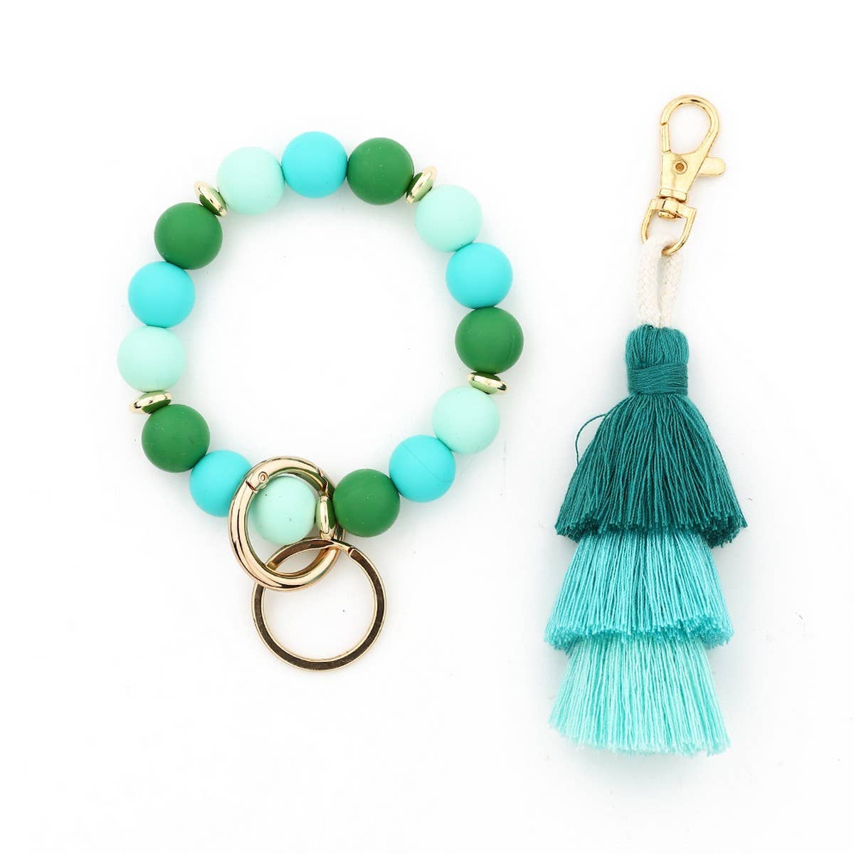 Women??¢s Tassel Silicone Bead Keychain Bracelet_CWAB5029