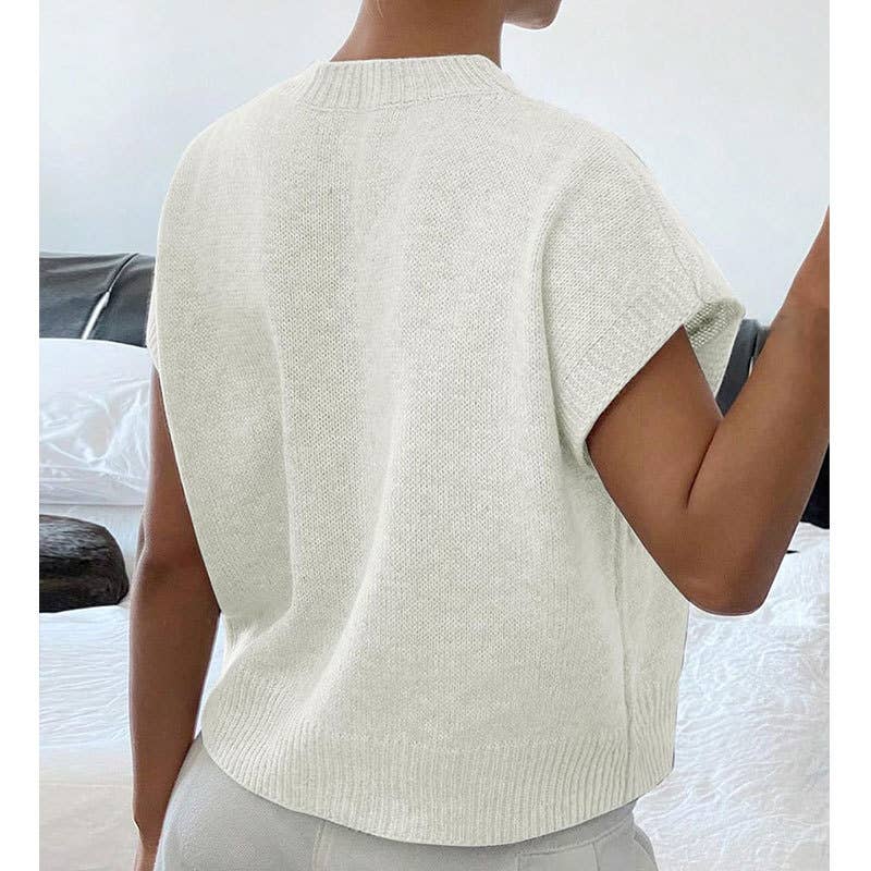 Solid-color embroidered knitted waistcoat