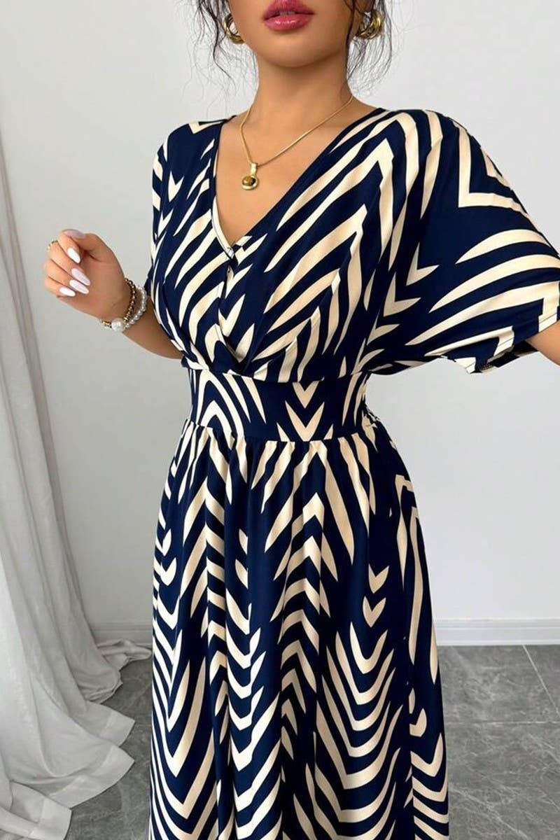 CWDMD6174_SUMMER NEW WAIST TEMPERAMENT TWILL DRESS