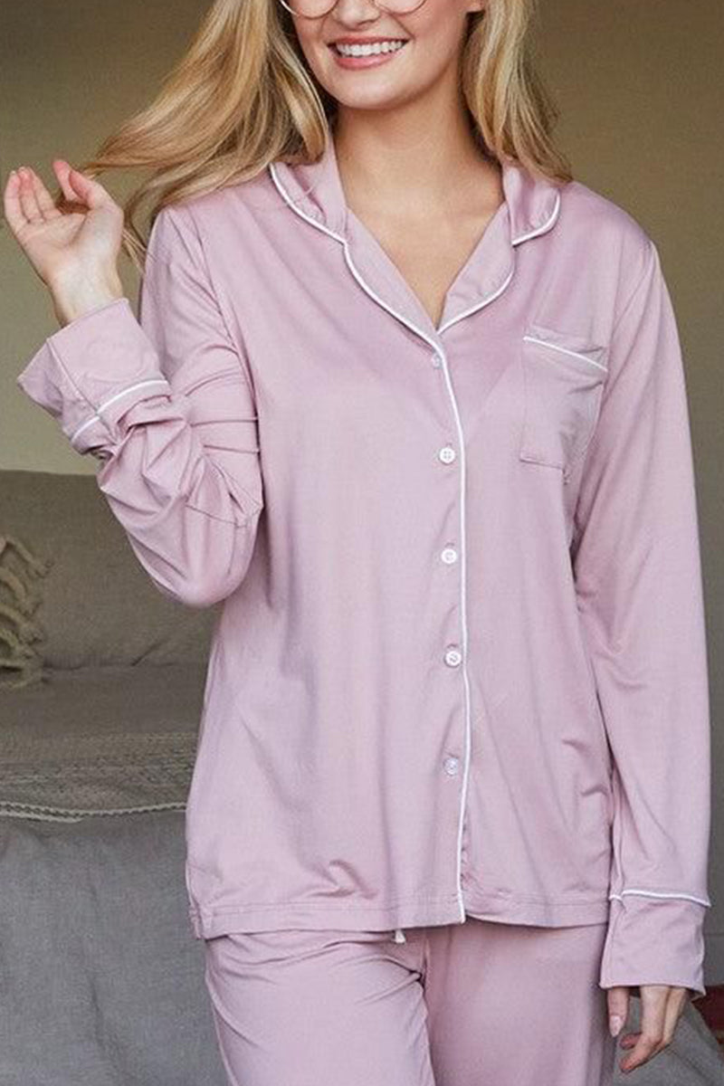 LONG SLEEVE COLLAR DETAILED PAJAMA SET