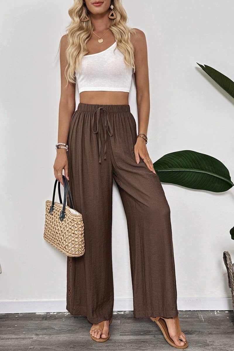 CWBLP2023_SOLID EMBROIDERED TIE WAIST WIDE LEG PANTS