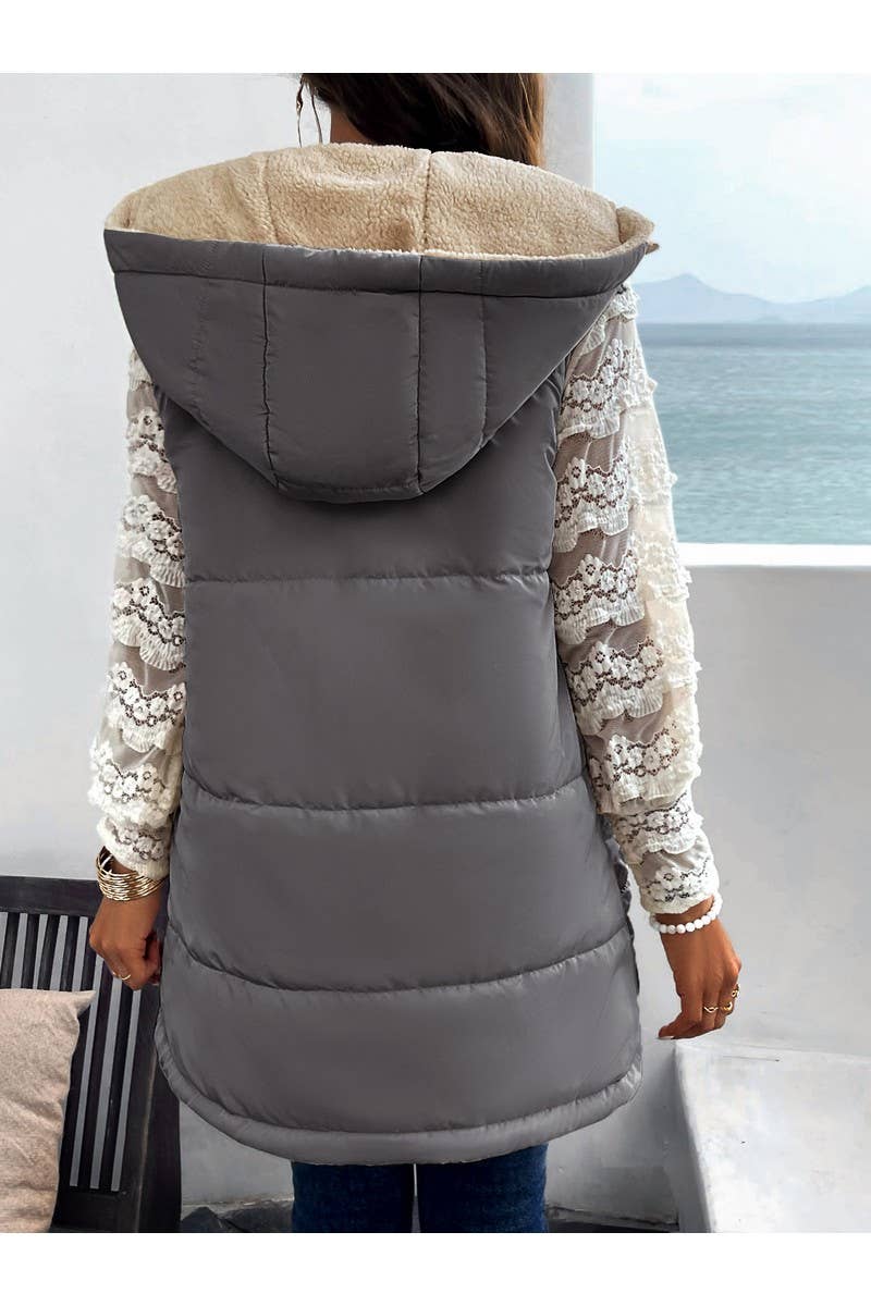 CWOJA0937_Zip Up Jacket Double Sided Warm Cardigan Vest