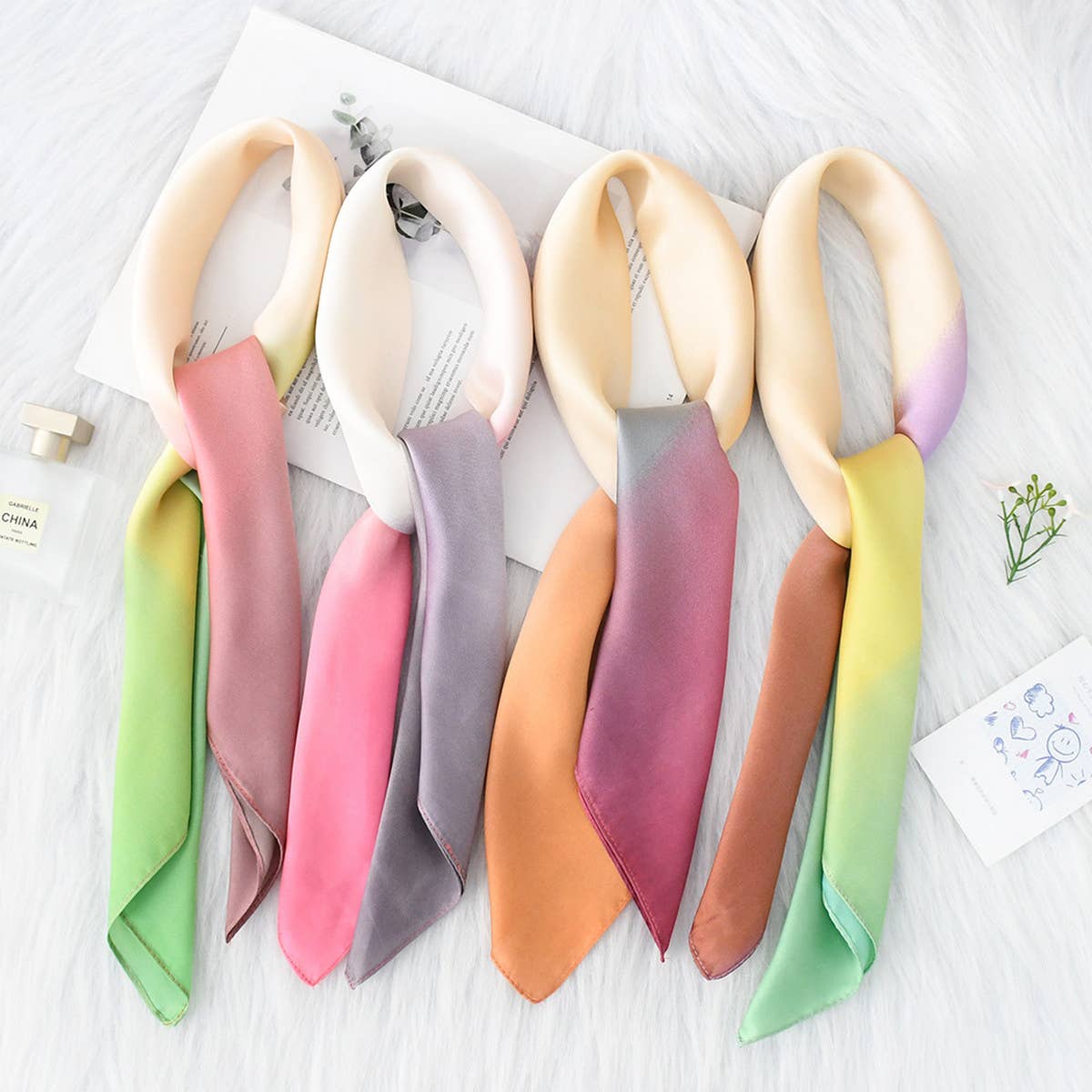 RETRO GRADIENT MULTI-COLOR SILK SCARF_CWASC1152