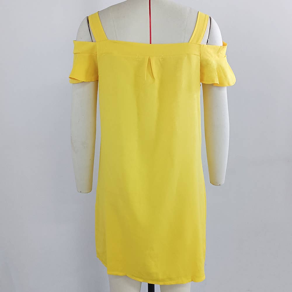 OFF-THE-SHOULDER SKIRT DRESS WITH WOODEN EARS