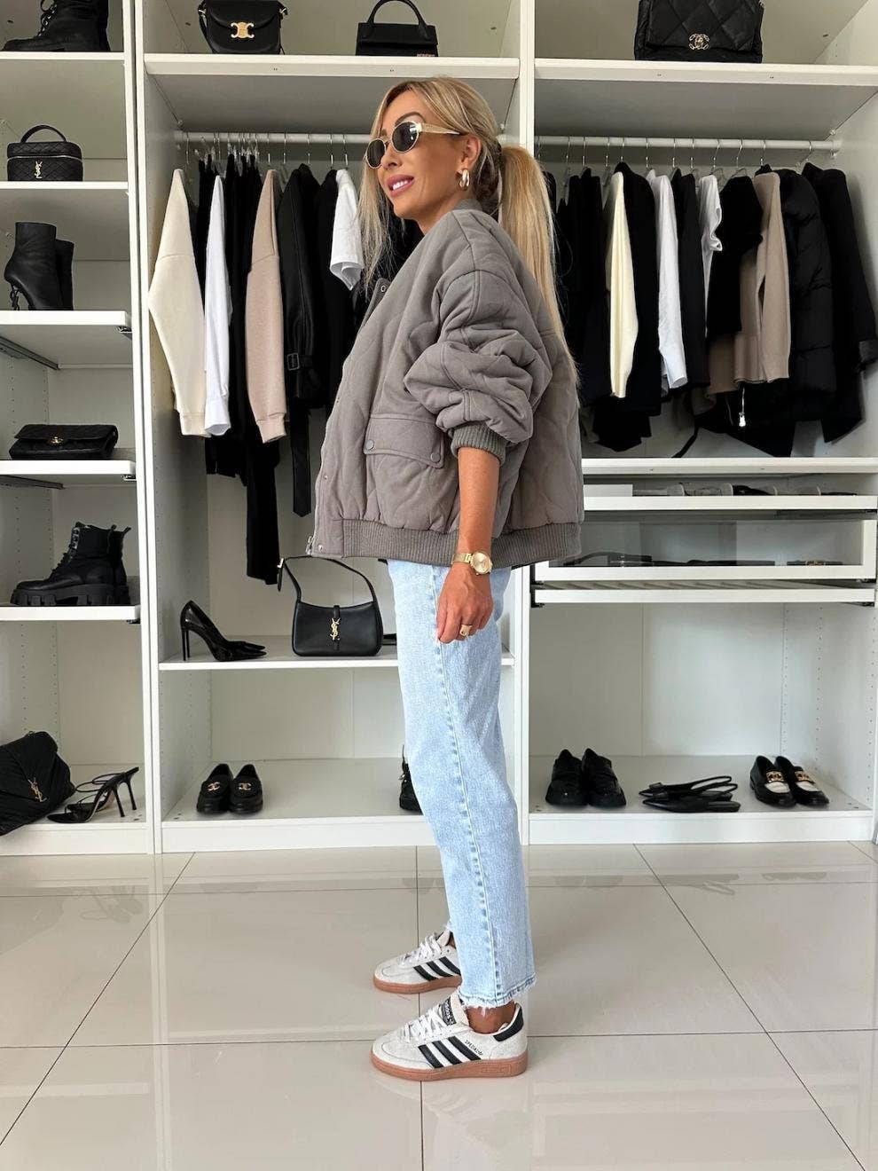 Solid-colored long-sleeved cotton-padded jacket