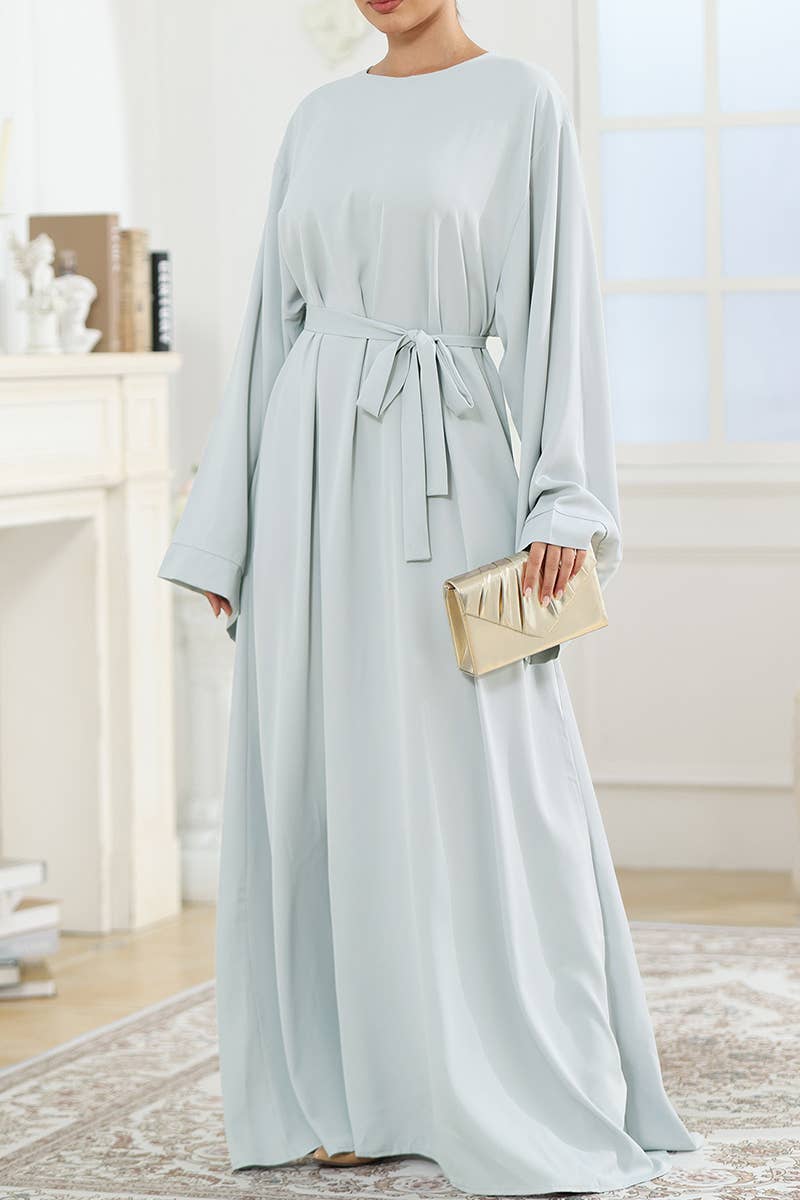 CWDMD5313_OLID COLOR CONSERVATIVE SIMPLE ROBE CASUAL DRESS