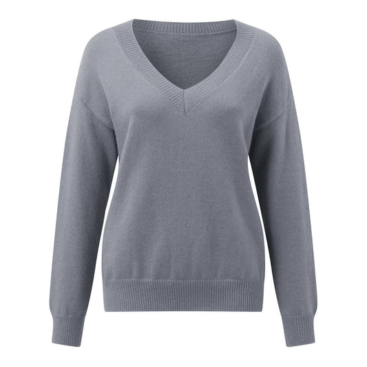 STYLISH PULLOVER V-NECK LOOSE CASUAL SWEATER