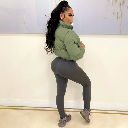 SHORT WOMEN'S SOLID COLOR COTTON JACKET JACKET