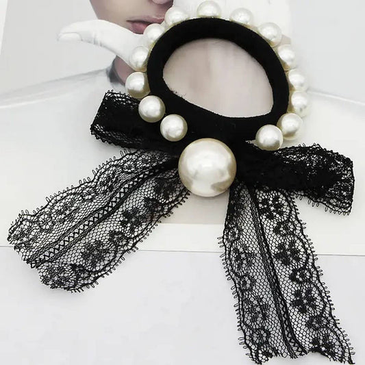 LACE DECORATION SCRUNCHIES ELASTIC HAIR BANDS_CWAHA0143