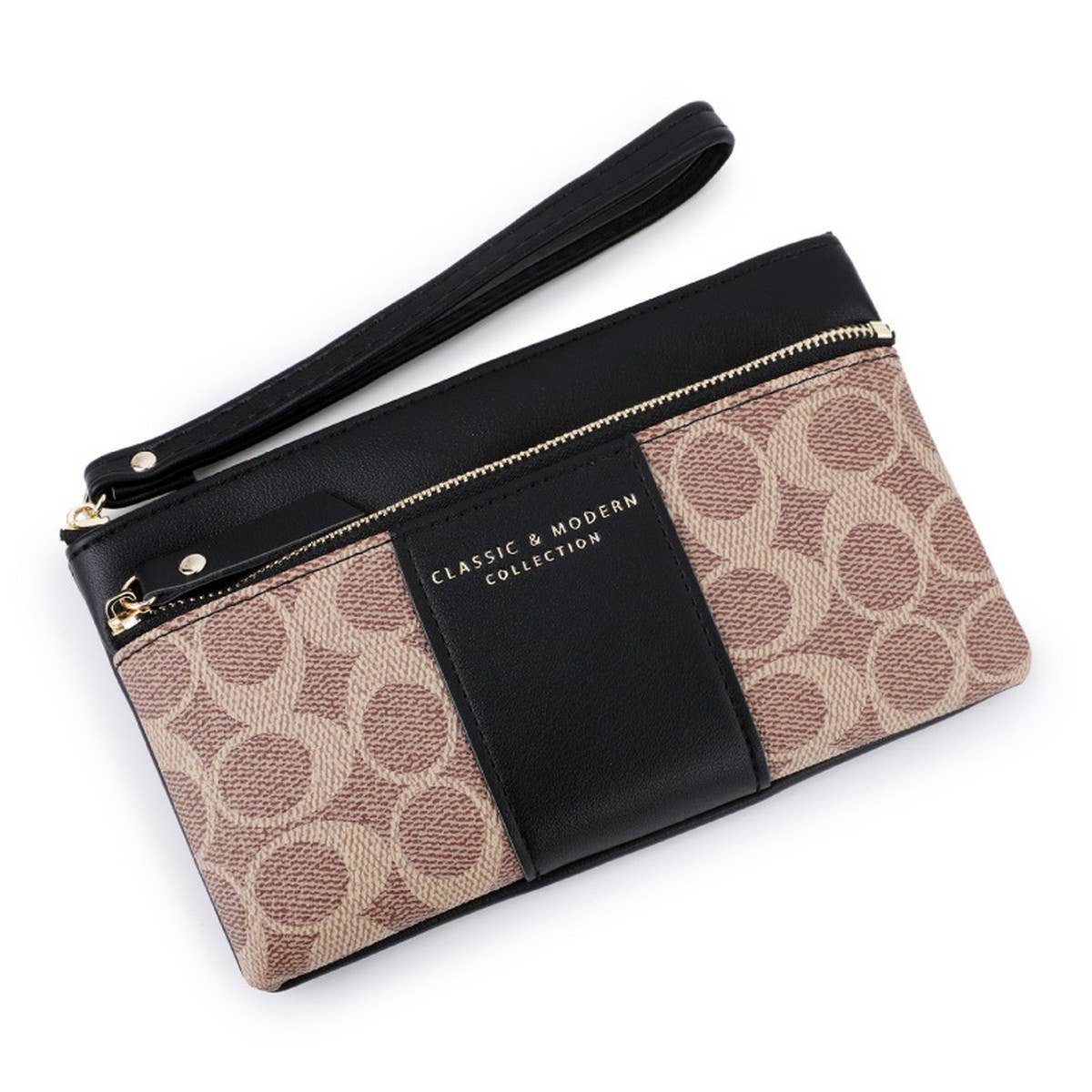 RETRO PRINTED LARGE CAPACITY ZIPPERED WALLET_CWAB1658