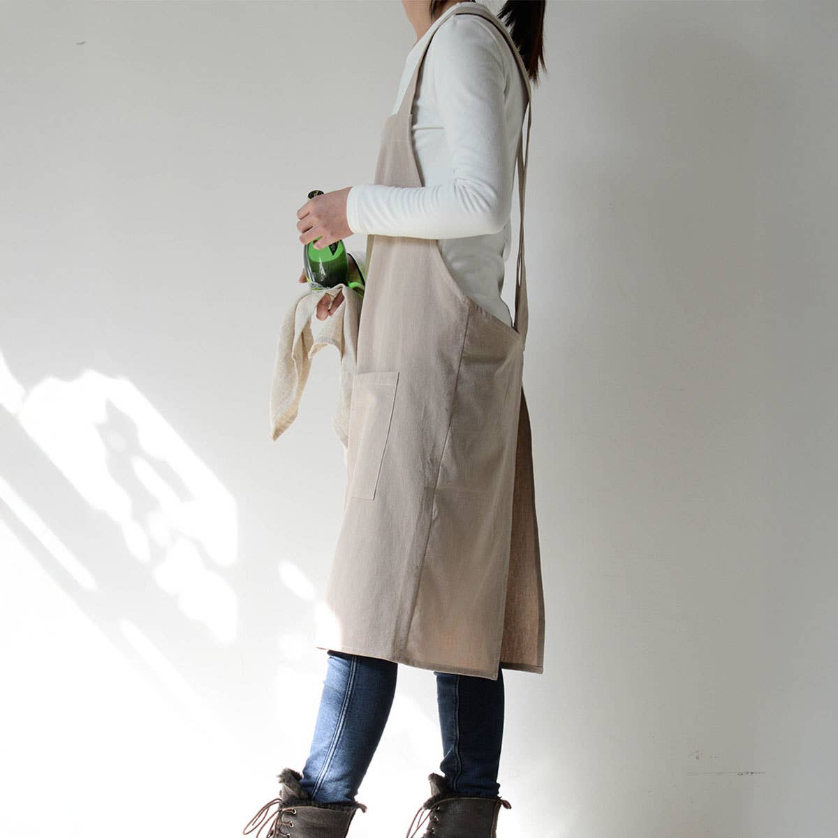 Simple gardening cotton linen with pockets vintage_CWMM3301