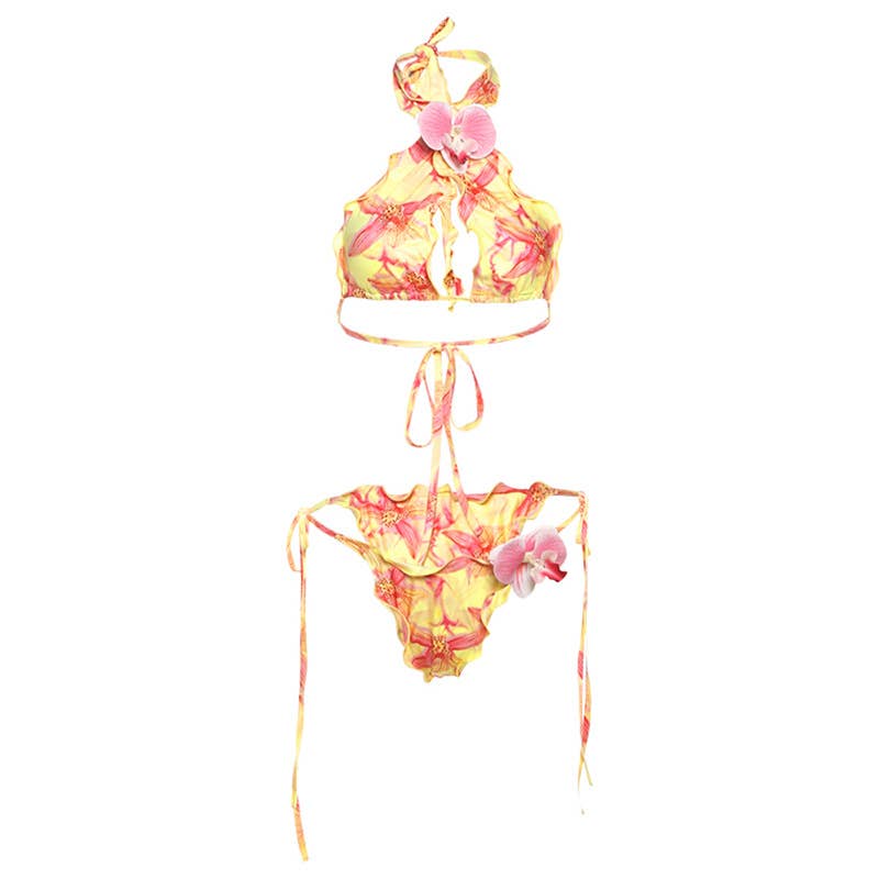 Sexy Halter Tie Floral Bikini Set