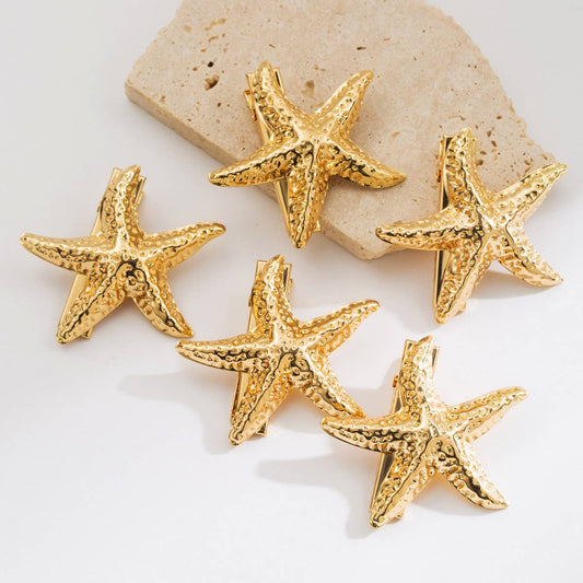 5PCS Metal Starfish Hair Clips, Bold Beach Style_CWAHA6218