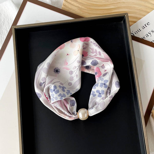 Pearl button scarf - elegant printed scarf_CWASC0821