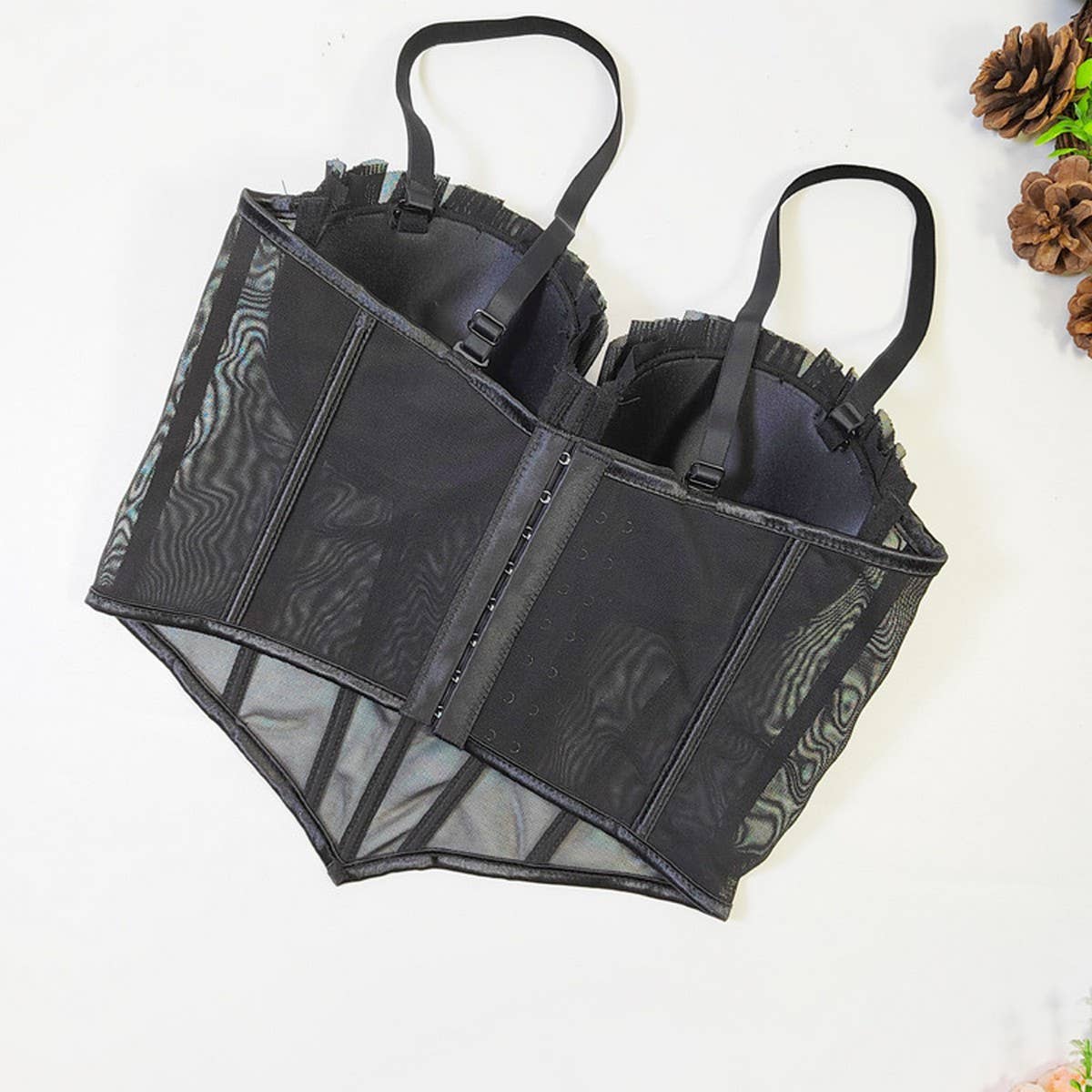 DESIGNER MESH LACE HERRINGBONE BRA