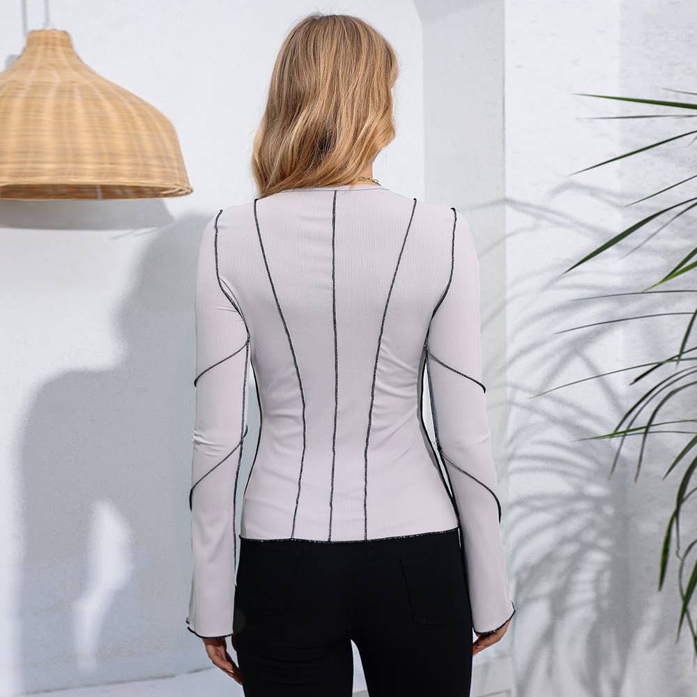 LONG SLEEVE CREW-NECK FLARED SLEEVE PIT TOP