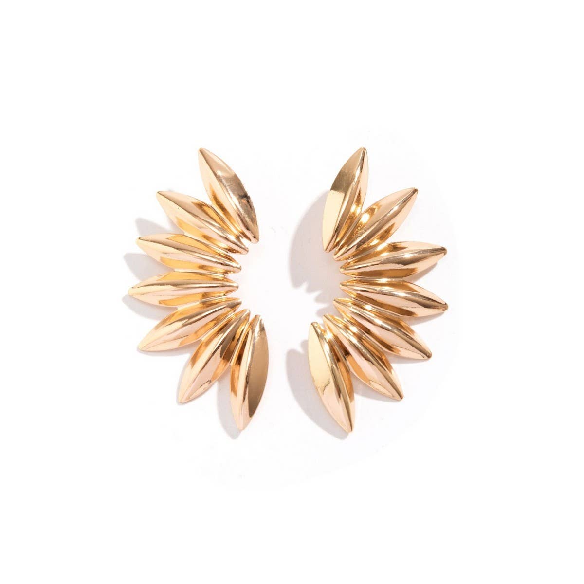 PUNK STYLE MINIMALIST FAN-SHAPED BURR EARRINGS_CWAJE1154