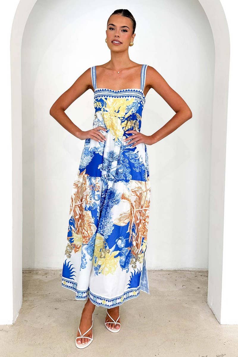 CWDHL1078_SUMMER HOLIDAY STYLE SUSPENDER DRESS