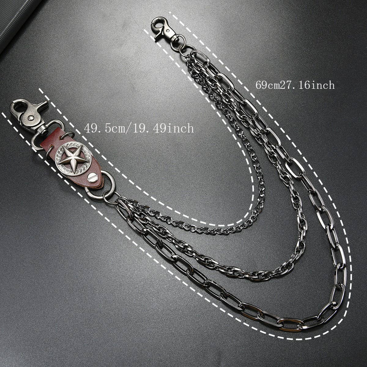 HIP HOP FIVE-POINTED STAR THREE-LAYER JEANS CHAIN