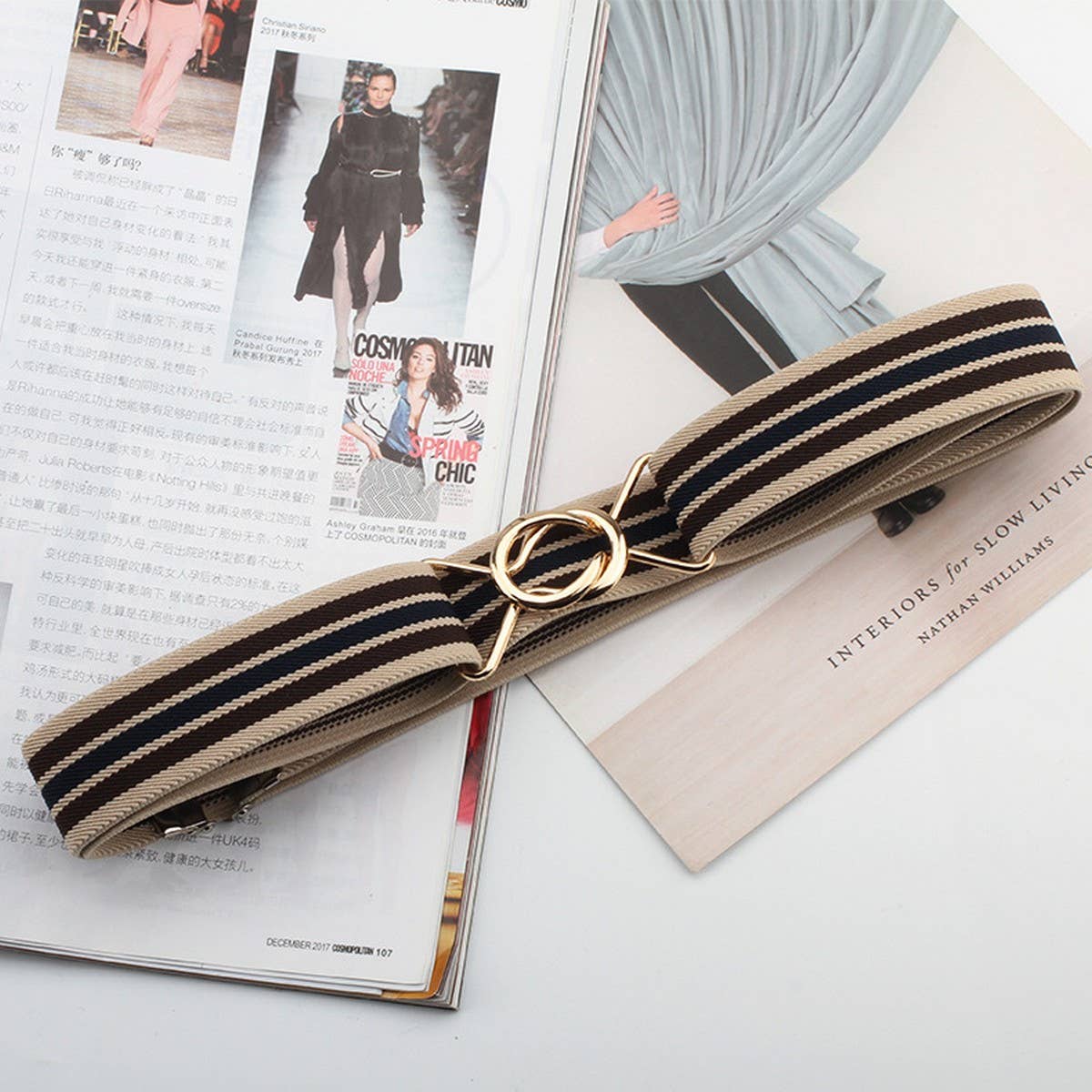 CWABE0549_PERFORATION FREE METAL ROUND BUCKLE ELASTIC BELT