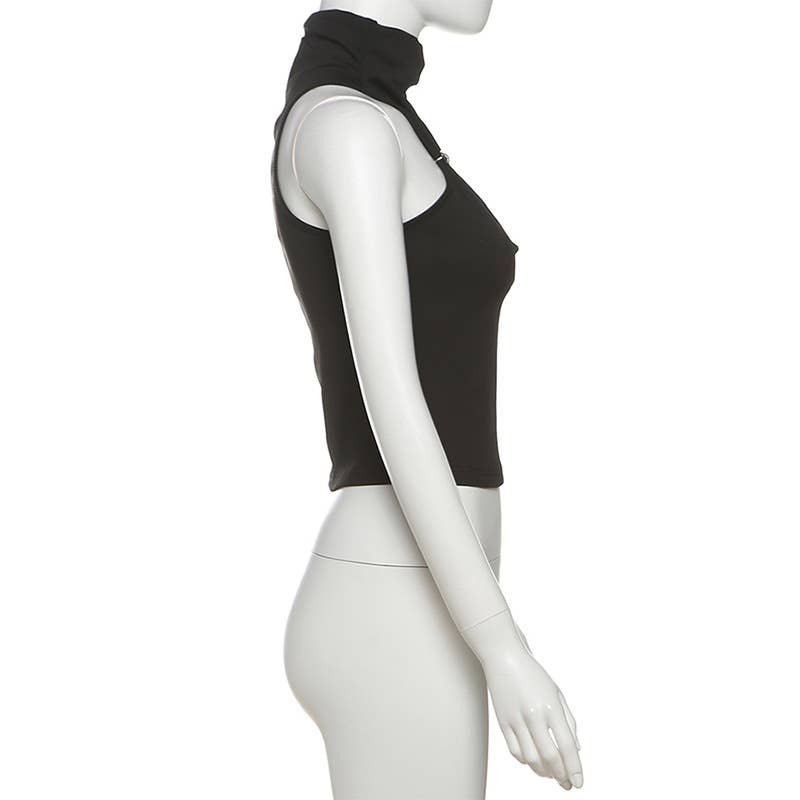 Solid-color crop top with a slim neckline