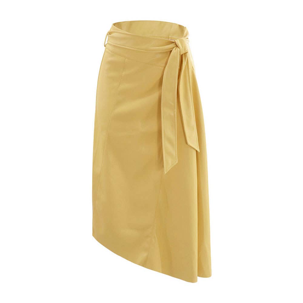 PU LEATHER FASHION TREND IRREGULAR SWING SKIRT