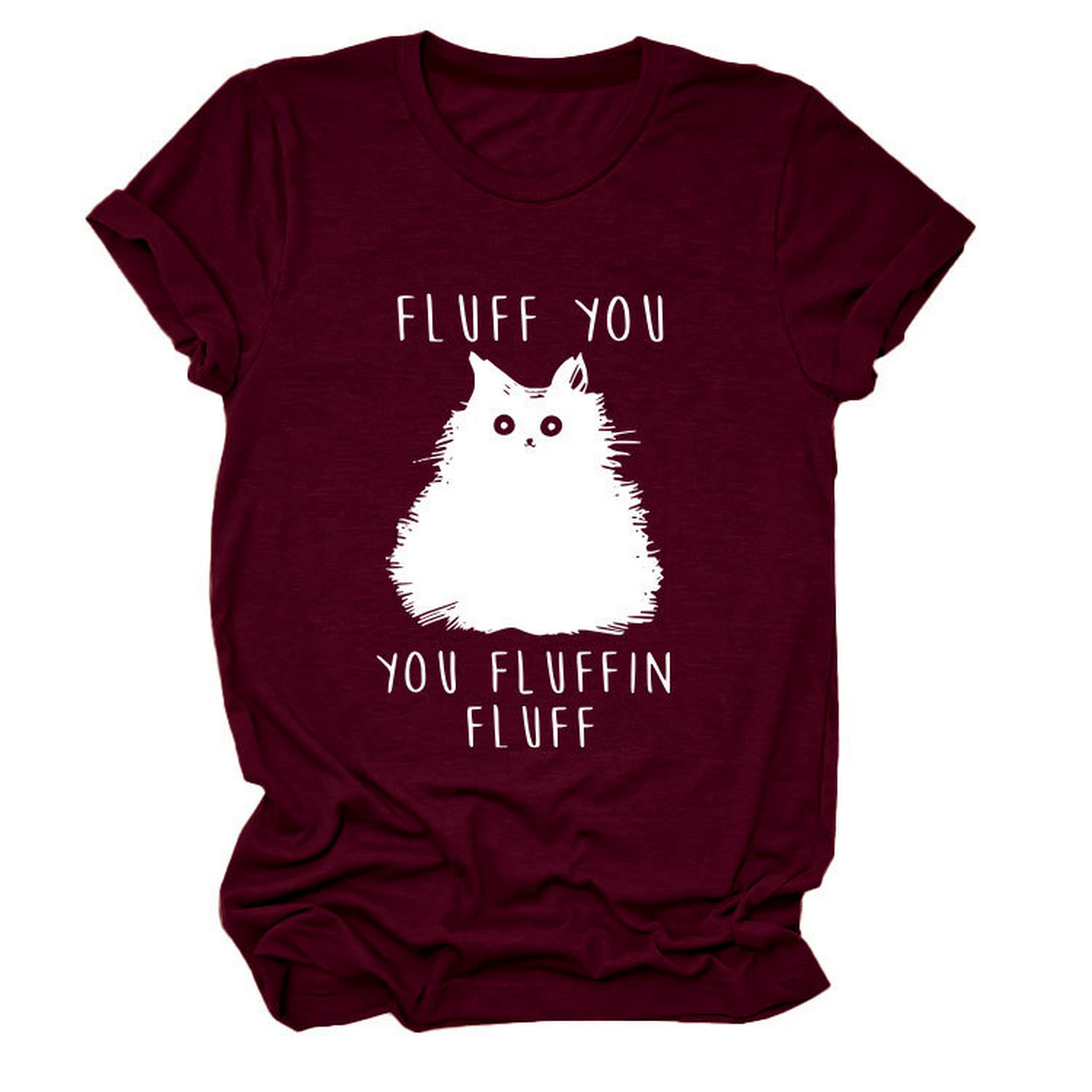 Women??¢s Graphic Tee ??Fluff You Cat Print_CWTTSL0510
