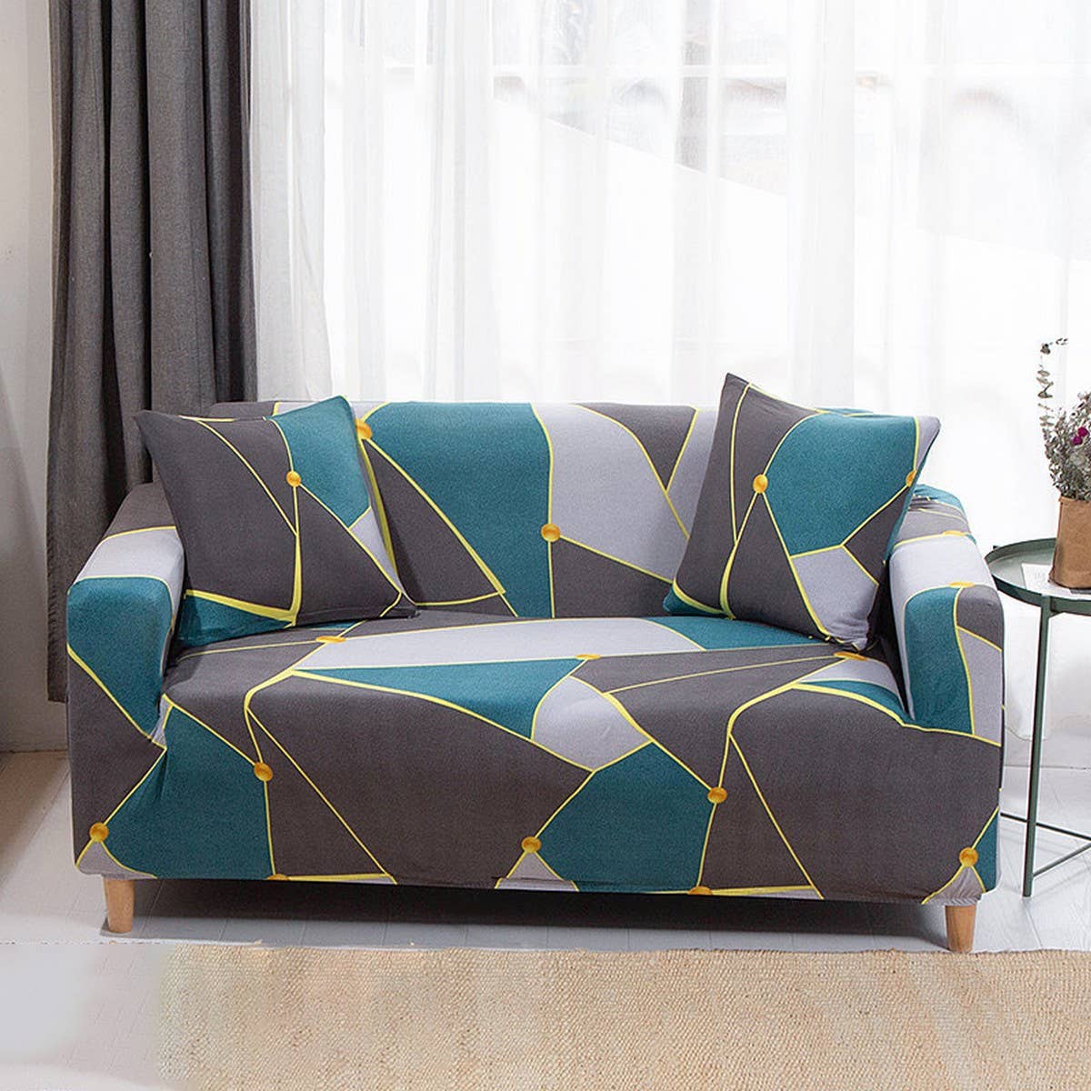 Stretch Sofa Cover, Solid Print, All-in-One Fit_CWMM8309
