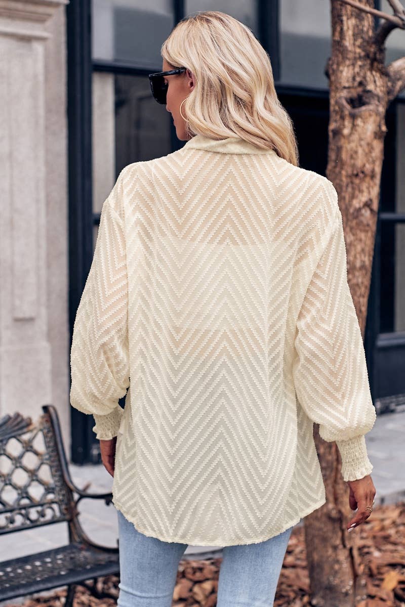 CWOCO1085_CASUAL SOLID COLOR LONG SLEEVE JACQUARD COAT