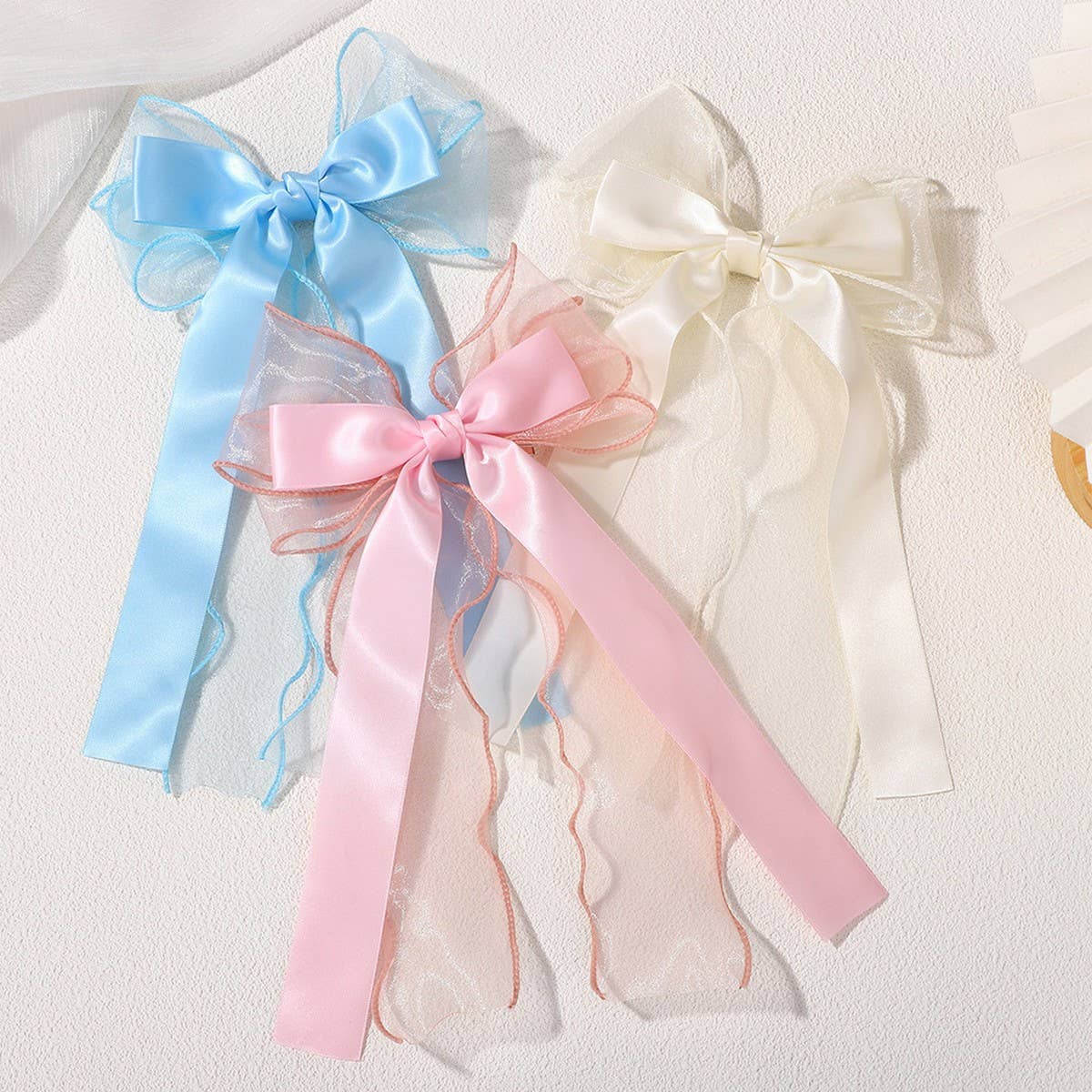 Kids Chiffon Ribbon Bow Hair Clip ? Solid Color